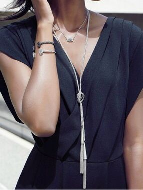 Kendra Scott Pharr Lariat Silver Tassel Necklace